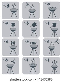 Set of barbecue icons. Vector illustration