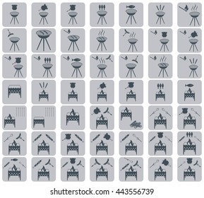 Set of barbecue icons. Vector illustration