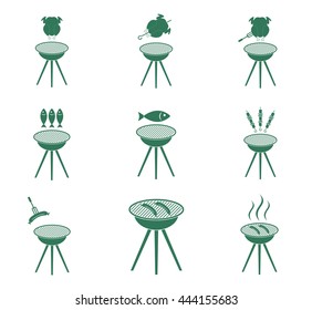 Set of barbecue icons. Vector illustration