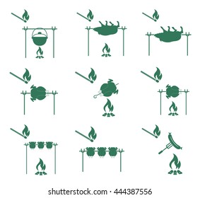 Set of barbecue icons. Vector illustration