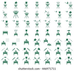 Set of barbecue icons. Vector illustration