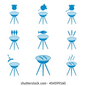 Set of barbecue icons. Vector illustration