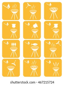 Set of barbecue icons. Vector illustration