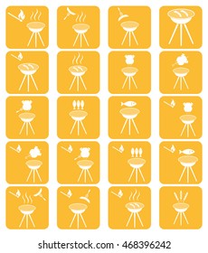 Set of barbecue icons. Vector illustration


