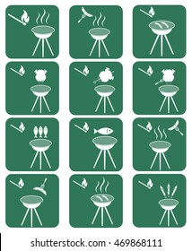 Set of barbecue icons. Vector illustration