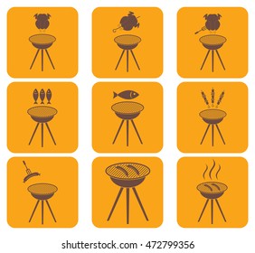 Set of barbecue icons. Vector illustration
