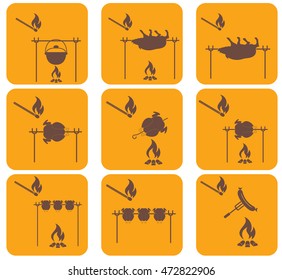 Set of barbecue icons. Vector illustration