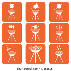 Set of barbecue icons. Vector illustration