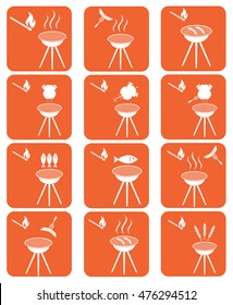 Set of barbecue icons. Vector illustration