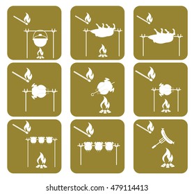 Set of barbecue icons. Vector illustration