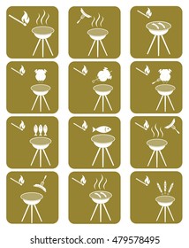 Set of barbecue icons. Vector illustration