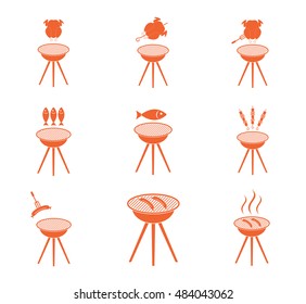 Set of barbecue icons. Vector illustration