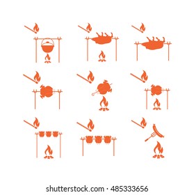 Set of barbecue icons. Vector illustration