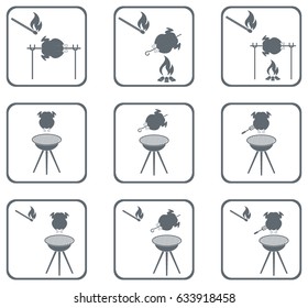 Set of barbecue icons. Vector illustration

