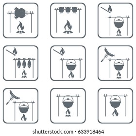 Set of barbecue icons. Vector illustration


