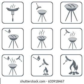 Set of barbecue icons. Vector illustration