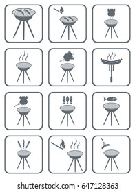Set of barbecue icons. Vector illustration