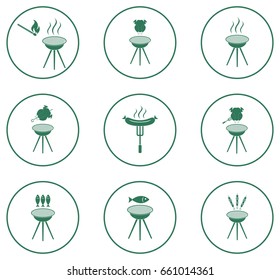 Set of barbecue icons. Vector illustration

