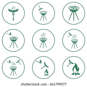 Set of barbecue icons. Vector illustration
