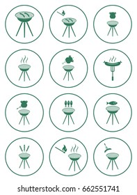 Set of barbecue icons. Vector illustration