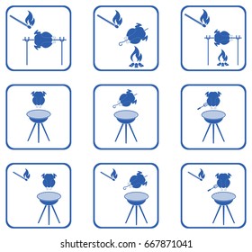 Set of barbecue icons. Vector illustration

