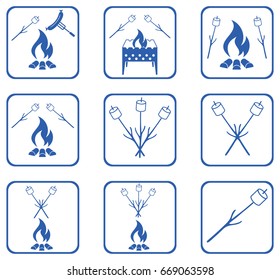 Set of barbecue icons. Vector illustration