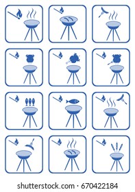 Set of barbecue icons. Vector illustration