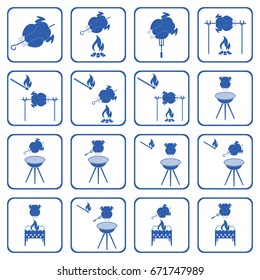 Set of barbecue icons. Vector illustration