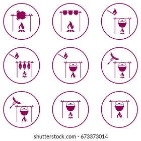 Set of barbecue icons. Vector illustration


