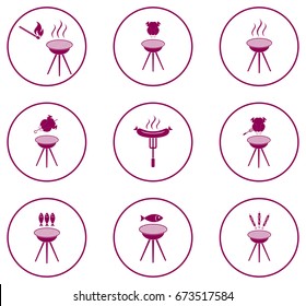 Set of barbecue icons. Vector illustration