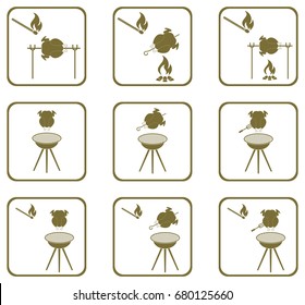 Set of barbecue icons. Vector illustration