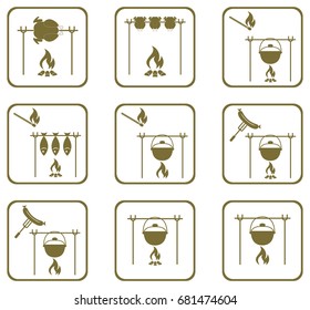 Set of barbecue icons. Vector illustration