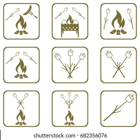 Set of barbecue icons. Vector illustration

