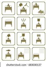 Set of barbecue icons. Vector illustration