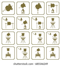 Set of barbecue icons. Vector illustration