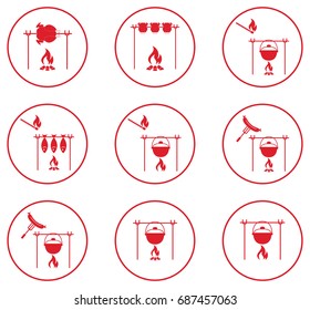 Set of barbecue icons. Vector illustration

