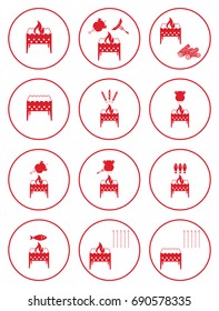 Set of barbecue icons. Vector illustration