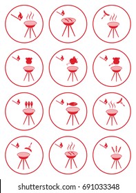 Set of barbecue icons. Vector illustration

