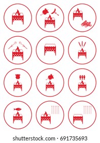 Set of barbecue icons. Vector illustration