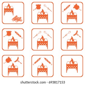 Set of barbecue icons. Vector illustration

