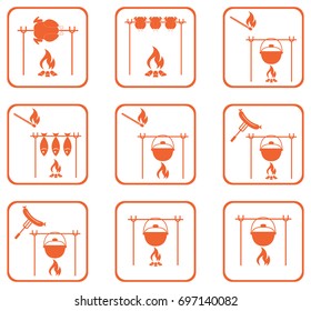 Set of barbecue icons. Vector illustration