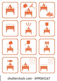Set of barbecue icons. Vector illustration
