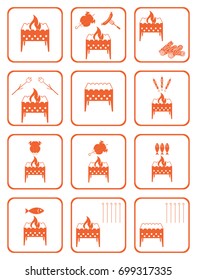 Set of barbecue icons. Vector illustration