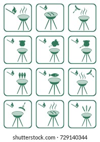 Set of barbecue icons. Vector illustration

