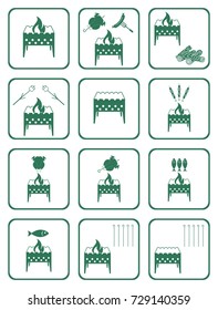 Set of barbecue icons. Vector illustration