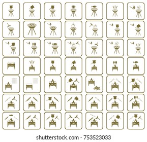 Set of barbecue icons. Vector illustration