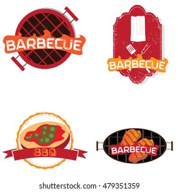 Set of barbecue illustrations on white background, Vector