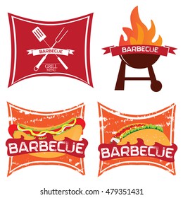 Set of barbecue illustrations on white background, Vector