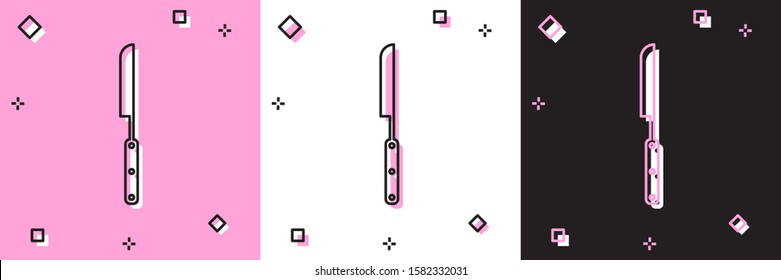 Set Barbecue knife icon isolated on pink and white, black background. Kitchen knife icon. BBQ knife sign. Barbecue and grill tool.  Vector Illustration
