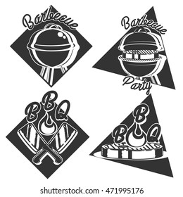 Set of barbecue labels, badges, and design elements. Vector illustration, EPS 10
